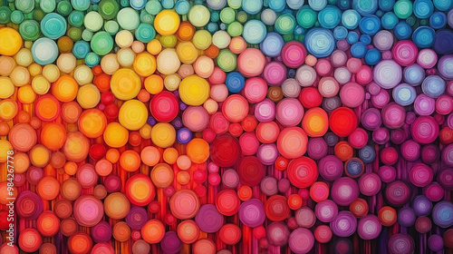 A vibrant arrangement of colorful spheres, blending shades to create a stunning visual effect, perfect for artistic backgrounds.