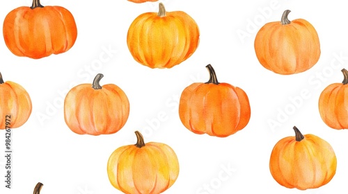 Hand painted watercolor illustration of pumpkins isolated on a white background