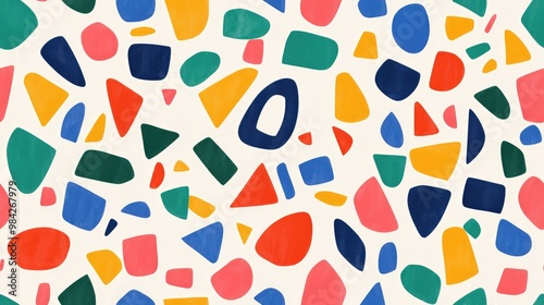 Wallpaper Mural Seamless background pattern featuring a variety of colorful shapes Torontodigital.ca