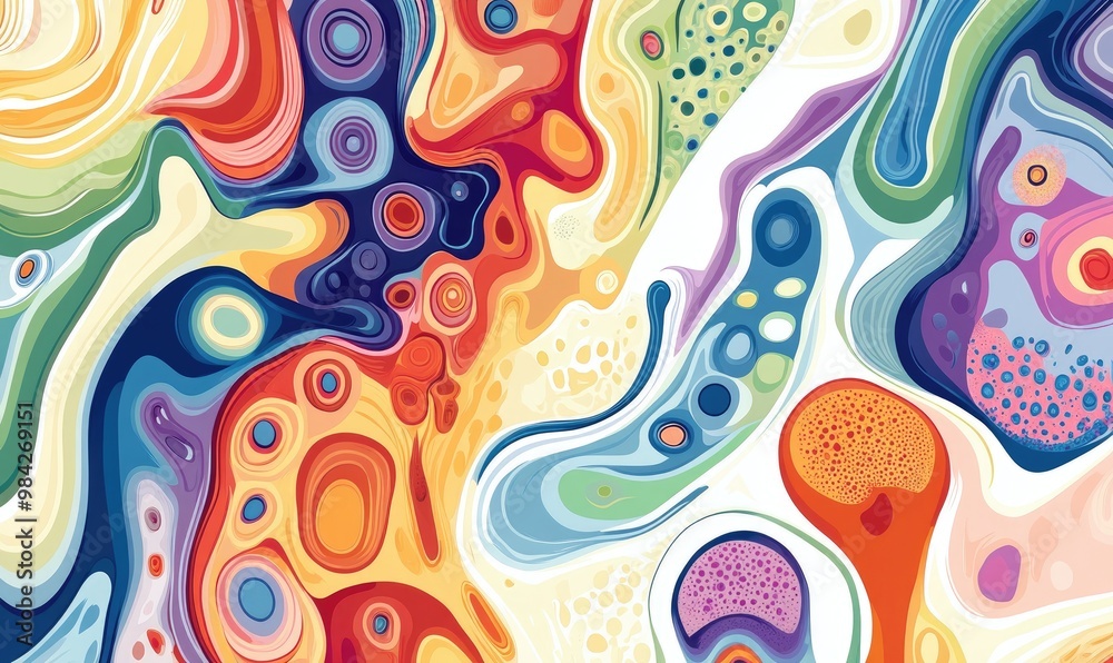 Line art illustration featuring an abstract background with colorful psychedelic shapes isolated on white Contemporary artistic wallpaper design Line art illustration featuring an abstract background with colorful psychedelic shapes isolated on white Contemporary artistic wallpaper design