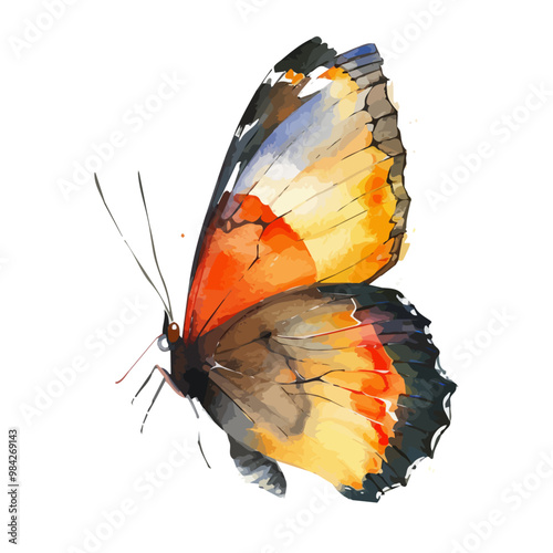 Watercolor clipart of Butterfly, isolated on a white background, and Butterfly vector