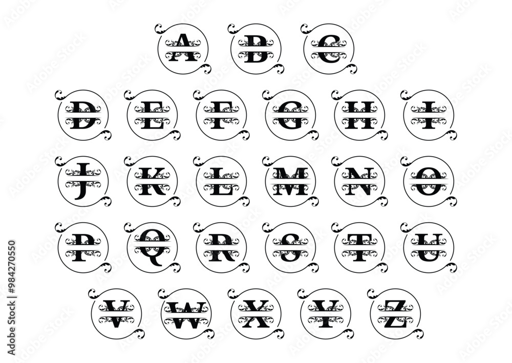 Floral Alphabet (Floral Round) 26 Set of Icons