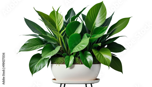 Obraz na płótnie view design green flowerpot fresh front big houseplant mockup interior houseplant front view modern garden room natural flora leaf fresh beautiful botanical light colours floral floor clean plant w salonie