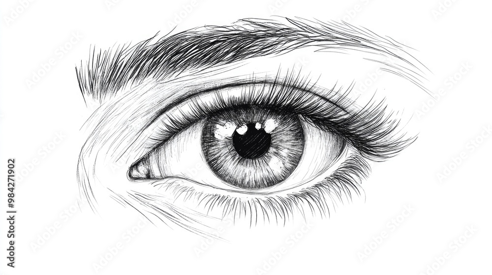 Line art illustration of an eye sketch Line art illustration of an eye sketch