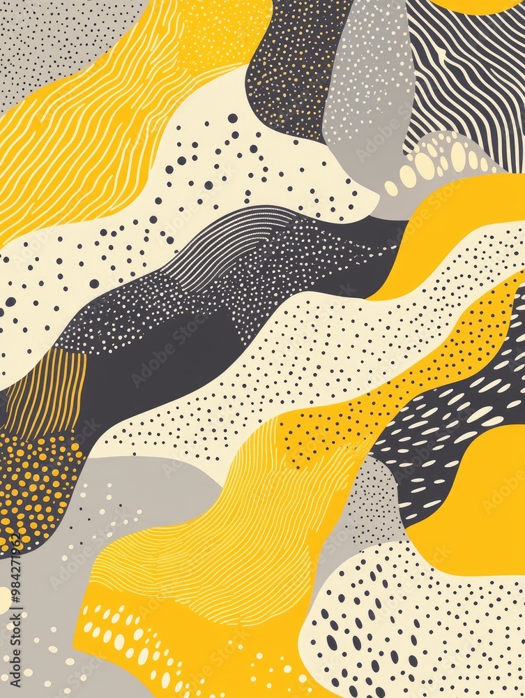 Line art illustration featuring an abstract pattern in shades of yellow and gray Line art illustration featuring an abstract pattern in shades of yellow and gray