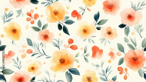 Wallpaper Mural Watercolor floral texture seamless pattern for fabrics papers and wallpaper Torontodigital.ca