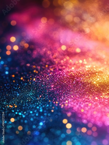 Vibrant abstract background featuring a mix of bright colors and sparkling glitter elements