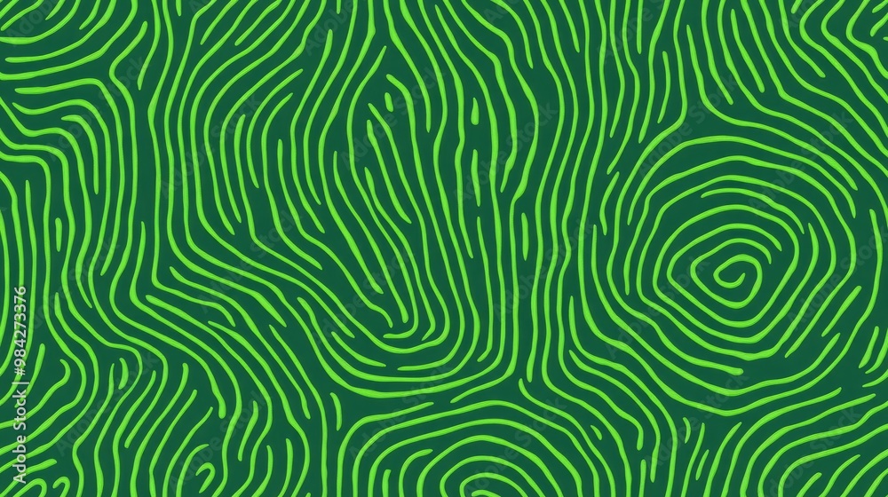 Green fingerprint icon on a seamless pattern with a green background Identification symbol Touch ID sign