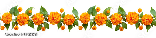 marigold garlands. Diwali. isolate. Seamless Bardur Pattern