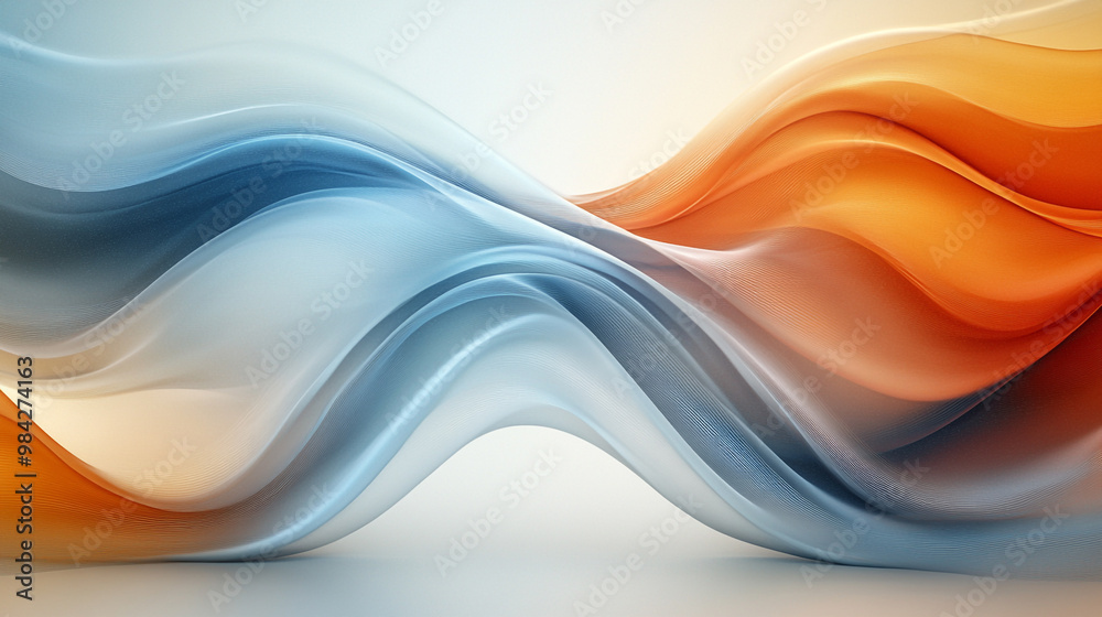 Elegant abstract waves in blue and orange hues, creating a dynamic flow of color and light for a modern artistic background. Elegant abstract waves in blue and orange hues, creating a dynamic flow of color and light for a modern artistic background.