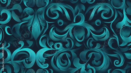 Seamless background featuring a graphic design in turquoise teal green and dark cyan colors ideal for photo products such as wallpaper curtains gifts or invitation cards