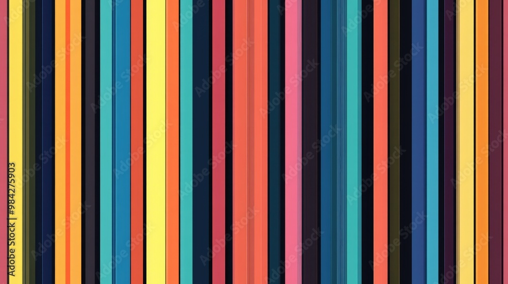 Fototapeta premium Vertical Stripes with Variable Widths Colorful Lines Pattern