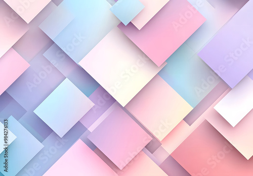 Abstract Geometric Pastel Background with Overlapping Transparent Shapes