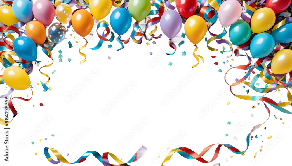 party balloons and confetti