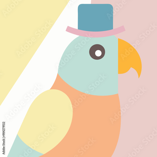 Parrott flat design pastel color.Good drsign for graphic. photo