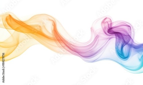 Line art illustration depicting colorful smoke on a white background