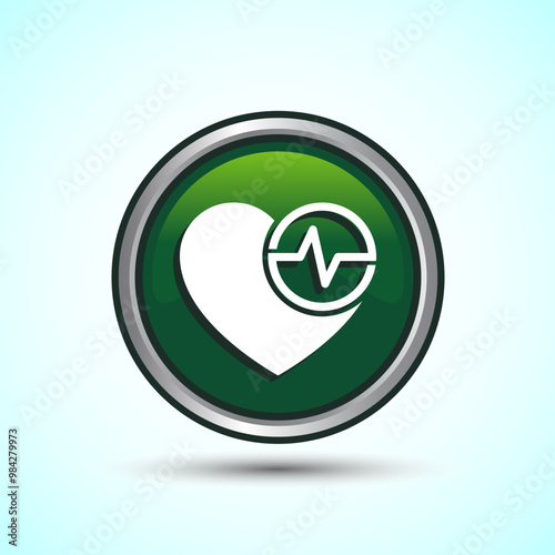 Heartbeat pulse Icon Design Illustration, Icon For Web and mobile application, Round Button Design