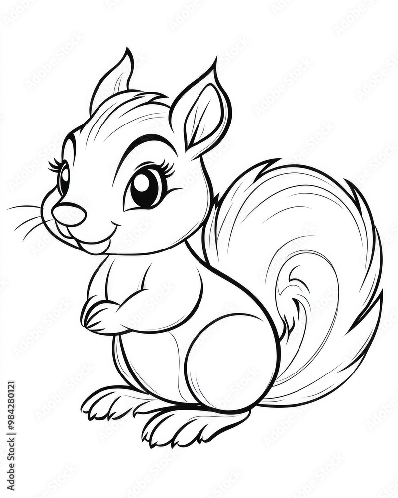 Line art illustration of a cartoon squirrel for young children create a line drawing Coloring book pages designed for kids Line art illustration of a cartoon squirrel for young children create a line drawing Coloring book pages designed for kids
