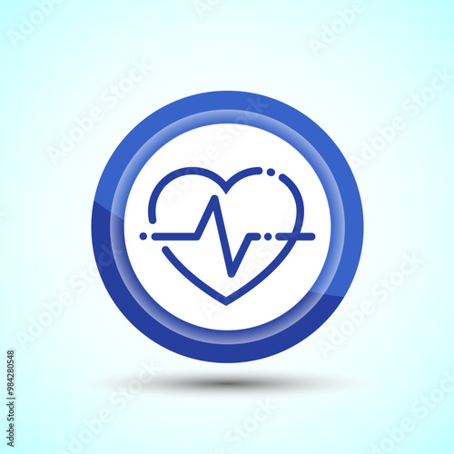 Heartbeat pulse Icon Design Illustration, Icon For Web and mobile application, Round Button Design