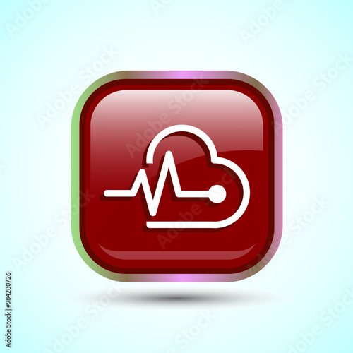 Heartbeat pulse Icon Design Illustration, Icon For Web and mobile application, Round Button Design