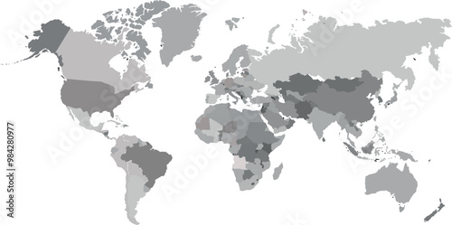 grey scale vector world map  