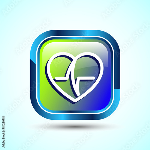 Heartbeat pulse Icon Design Illustration, Icon For Web and mobile application, Round Button Design