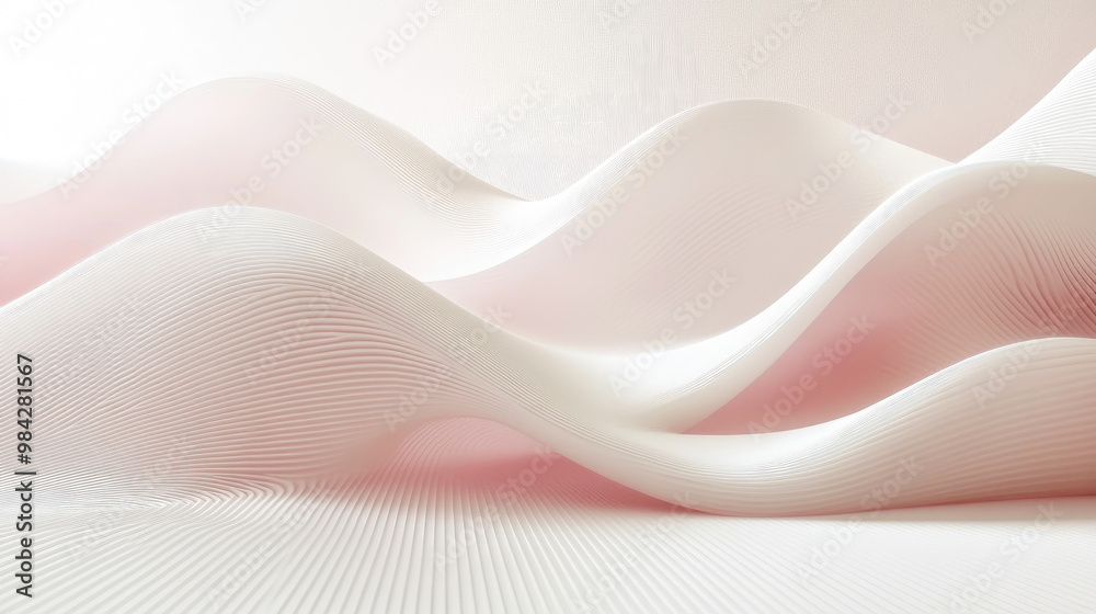 Smooth pastel waves flow gracefully, creating a serene and calming abstract image filled with light pink and white tones. Smooth pastel waves flow gracefully, creating a serene and calming abstract image filled with light pink and white tones.