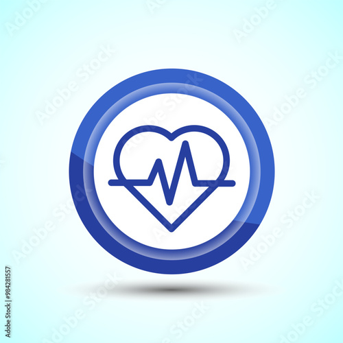 Heartbeat pulse Icon Design Illustration, Icon For Web and mobile application, Round Button Design