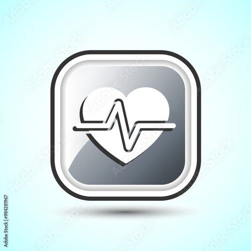 Heartbeat pulse Icon Design Illustration, Icon For Web and mobile application, Round Button Design