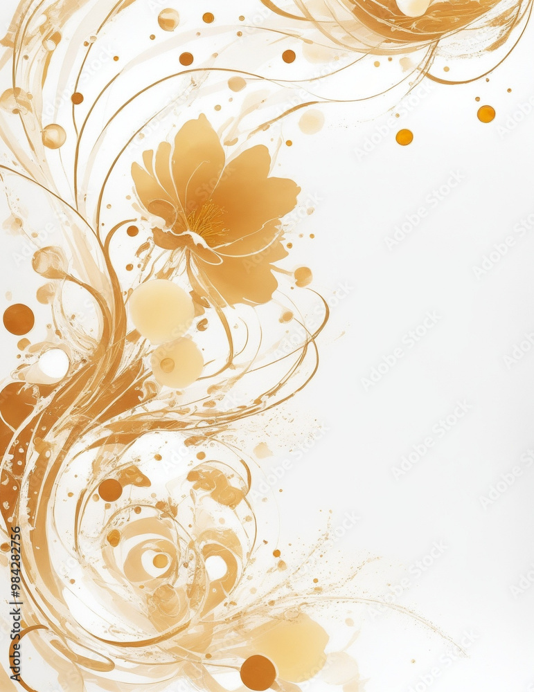 abstract floral background - abstract golden floral background with flowers - Generative AI