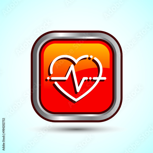 Heartbeat pulse Icon Design Illustration, Icon For Web and mobile application, Round Button Design