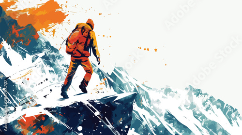 Fearless Businessman Taking Risks in Mixed Media Vector Art