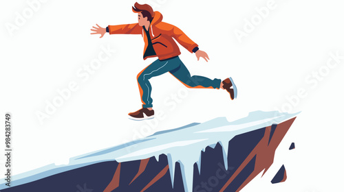 Fearless Entrepreneur Taking Risks in Flat Style Vector Illustration