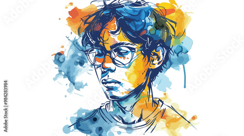 Confident Risk-Taker in Mixed Media Hand Drawing