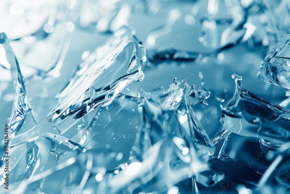 Abstract Blue Glass Texture - Shattered and Fragile Abstract Blue Glass Texture - Shattered and Fragile