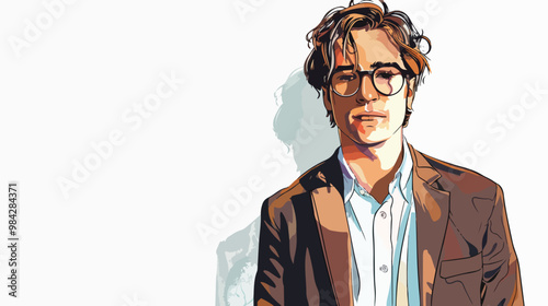 Young Professional in Mixed Media Handdrawn Vector Art