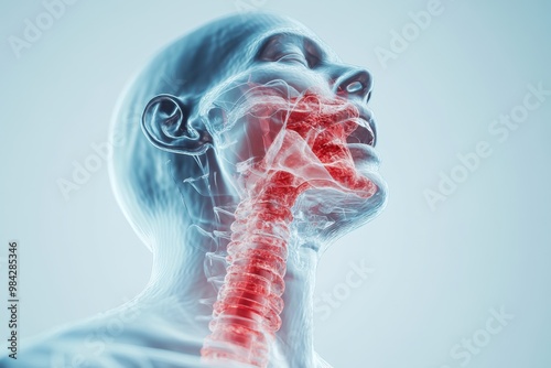 Wallpaper Mural A 3D image illustrating a collapsed airway caused by muscle relaxation during sleep apnea Torontodigital.ca