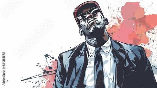 Hip Hop Businessman Mixed Media Handdrawn Vector