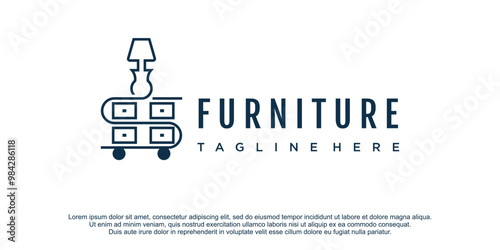 Furniture vector logo design with creative unique concept Premium Vector