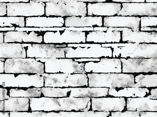 Brick wall background. Distress brick wall overlay texture. Grunge Background. Black and white brick wall background.	