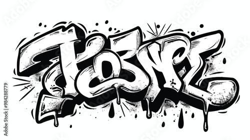 Colorful Hip Hop Lettering Street Graffiti Vector Illustration
