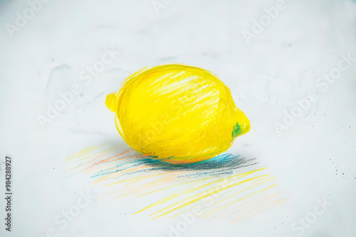 Fresh lemon whole and sliced, showcasing vibrant yellow color and texture photo