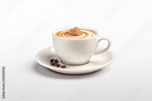 Cup of coffee on white background. PNG. Cut out. Coffee related themes. Coffee sale. Coffee purchase. Image for graphic designer. Image for flyers. Image for website.