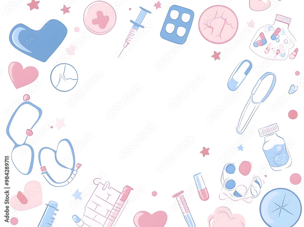 Science and Laboratory Background with Pink and Blue Elements Science and Laboratory Background with Pink and Blue Elements