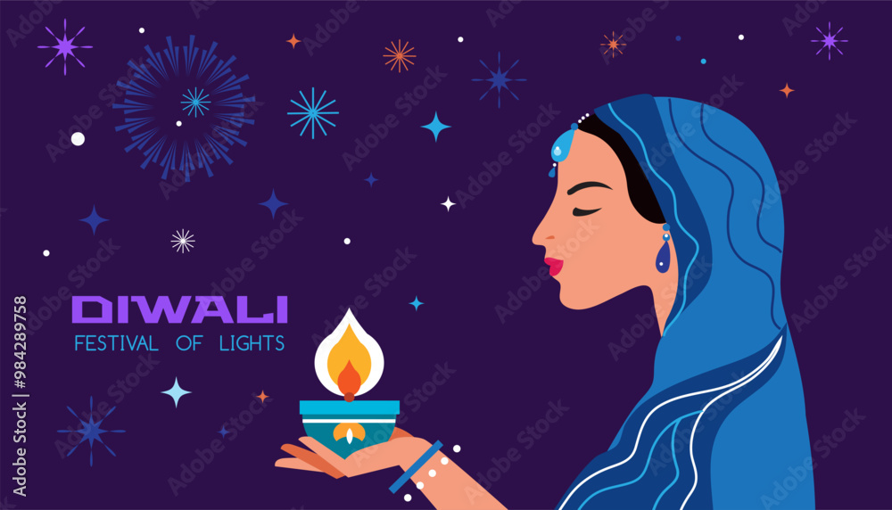 Traditional Indian festival Diwali. Happy Festival of lights Deepavali, peacock, rangoli Template  banner, poster