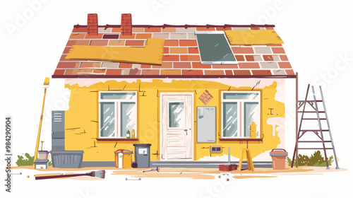 Home Renovation and Improvement Mixed Media Flat Design