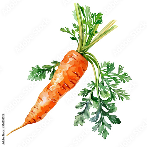 Watercolor painting of Carrot, isolated on a white background, and Carrot vector