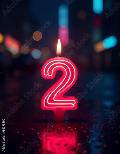 Number 2 in the form of a candle
