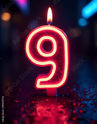 Number 9 in the form of a candle, for the holiday