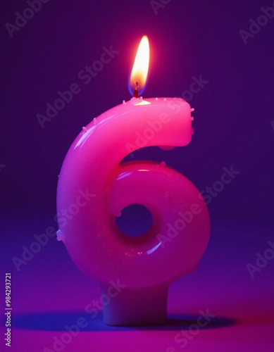 Number 6 in the form of a candle, for the holiday